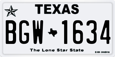 TX license plate BGW1634