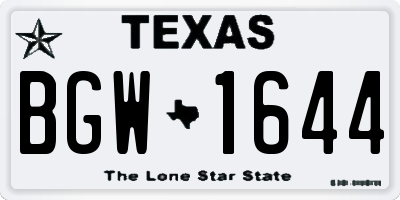 TX license plate BGW1644