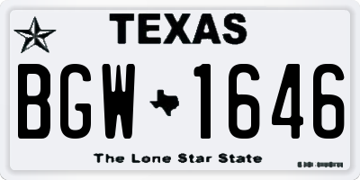 TX license plate BGW1646