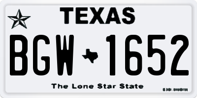 TX license plate BGW1652