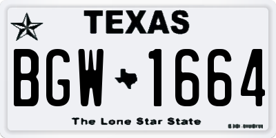 TX license plate BGW1664