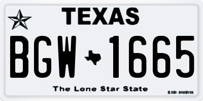 TX license plate BGW1665