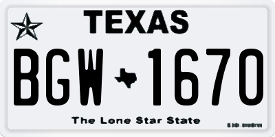 TX license plate BGW1670