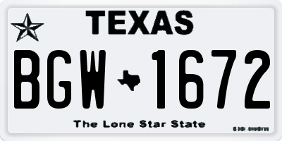 TX license plate BGW1672