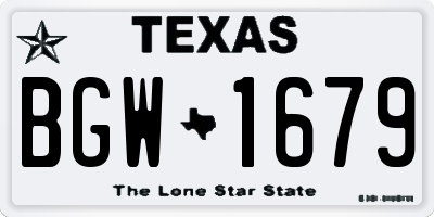 TX license plate BGW1679