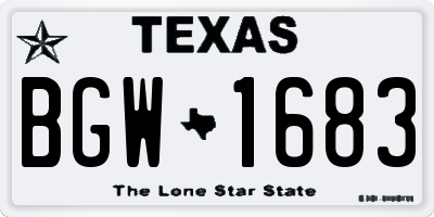TX license plate BGW1683