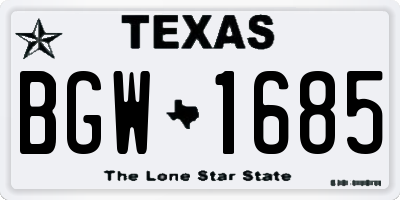 TX license plate BGW1685