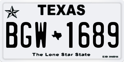 TX license plate BGW1689
