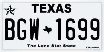TX license plate BGW1699