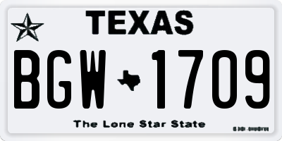 TX license plate BGW1709