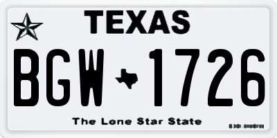 TX license plate BGW1726