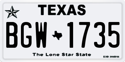TX license plate BGW1735