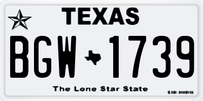 TX license plate BGW1739