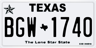 TX license plate BGW1740