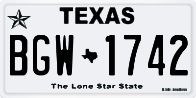 TX license plate BGW1742
