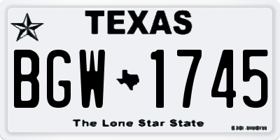 TX license plate BGW1745