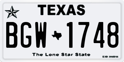 TX license plate BGW1748