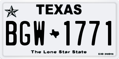TX license plate BGW1771