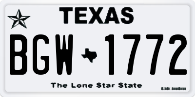 TX license plate BGW1772