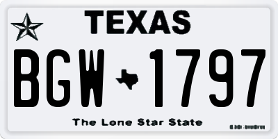 TX license plate BGW1797