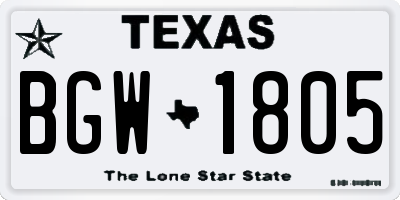 TX license plate BGW1805