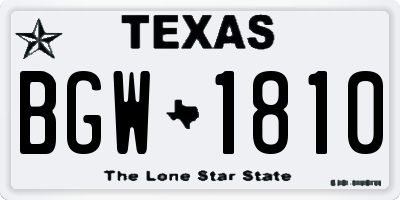 TX license plate BGW1810