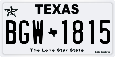 TX license plate BGW1815