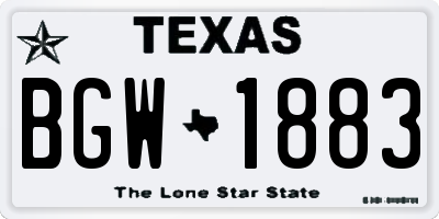 TX license plate BGW1883