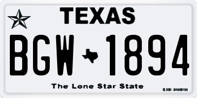 TX license plate BGW1894