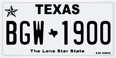 TX license plate BGW1900