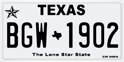 TX license plate BGW1902