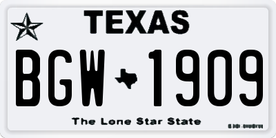 TX license plate BGW1909