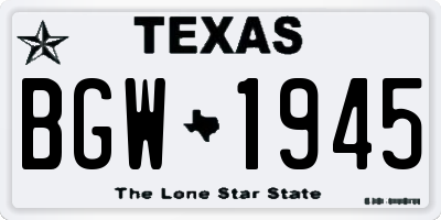 TX license plate BGW1945