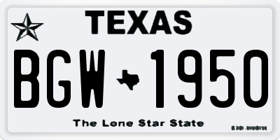 TX license plate BGW1950