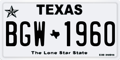 TX license plate BGW1960