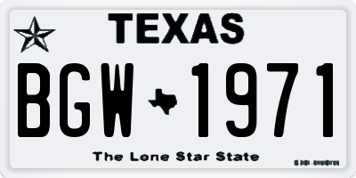 TX license plate BGW1971