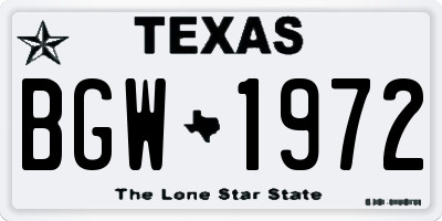 TX license plate BGW1972