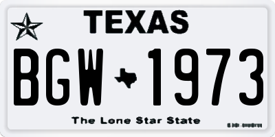 TX license plate BGW1973