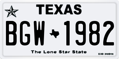 TX license plate BGW1982