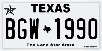 TX license plate BGW1990