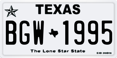 TX license plate BGW1995