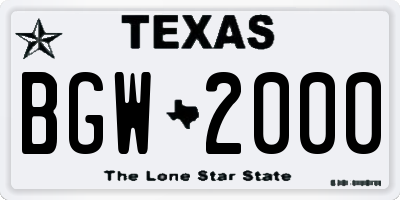 TX license plate BGW2000
