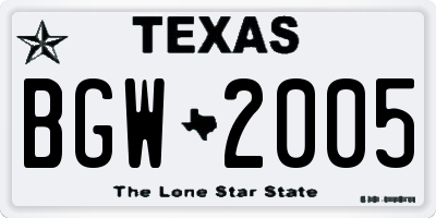 TX license plate BGW2005