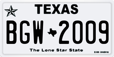 TX license plate BGW2009