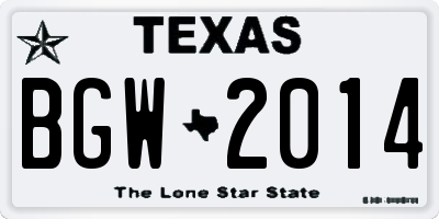 TX license plate BGW2014
