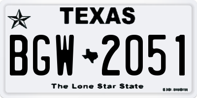 TX license plate BGW2051
