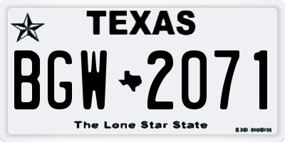 TX license plate BGW2071