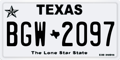 TX license plate BGW2097