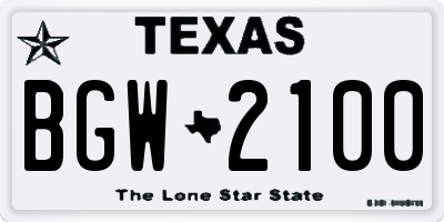 TX license plate BGW2100