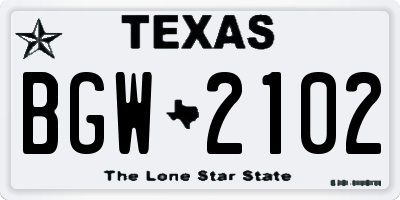 TX license plate BGW2102